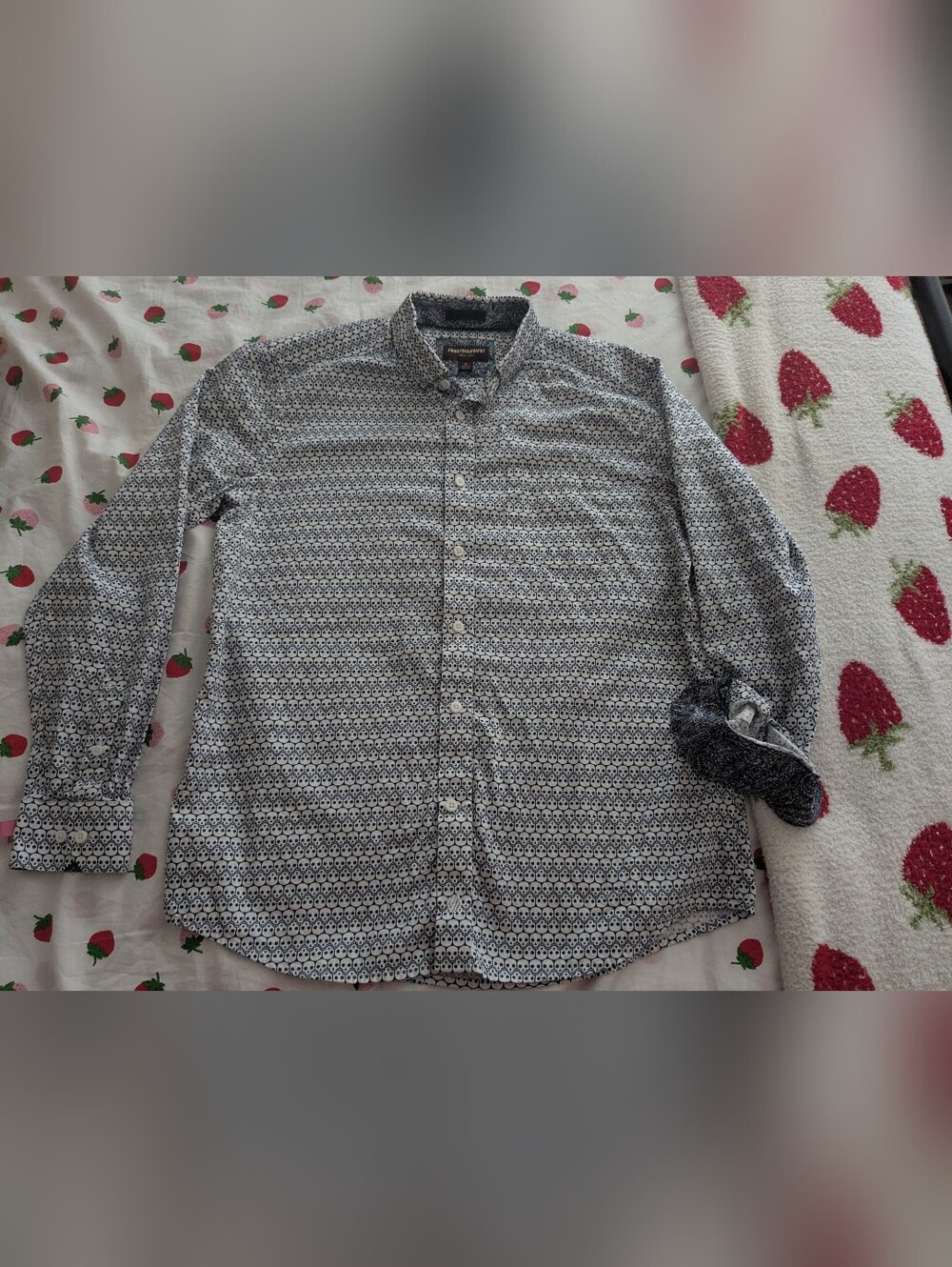 Johnson & Murphy Skull Pattern Mens long sleeve dress shirt size Medium